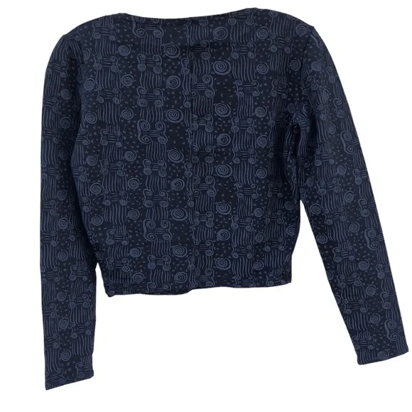 Gilda Marx Breathable’s Bodywear, V Neck, Long Sleeve, Grey and Black Print Top. - Picture 2 of 9